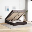 Estructura cama otomana colchón tela marrón oscuro 140x190cm