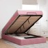 Estructura de cama otomana colchón terciopelo rosa