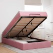 Estructura de cama otomana colchón terciopelo rosa 120x200cm