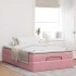 Estructura de cama otomana colchón terciopelo rosa