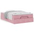Estructura de cama otomana colchón terciopelo rosa