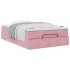 Estructura de cama otomana colchón terciopelo rosa