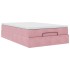 Estructura de cama otomana colchón terciopelo rosa