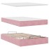 Estructura de cama otomana colchón terciopelo rosa