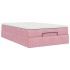 Estructura de cama otomana colchón terciopelo rosa