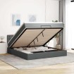 Estructura cama otomana colchón tela gris oscuro 160x200 cm