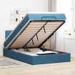 Estructura de cama otomana colchón terciopelo azul oscuro