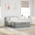 Estructura cama otomana colchón terciopelo gris claro
