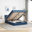 Estructura de cama otomana colchón tela azul pardo 140x200cm