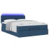 Estructura de cama otomana colchón tela azul pardo