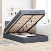 Estructura cama otomana colchón terciopelo gris oscuro