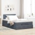 Estructura cama otomana colchón terciopelo gris