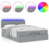 Cama otomana con colchón LED gris claro 140x190 cm