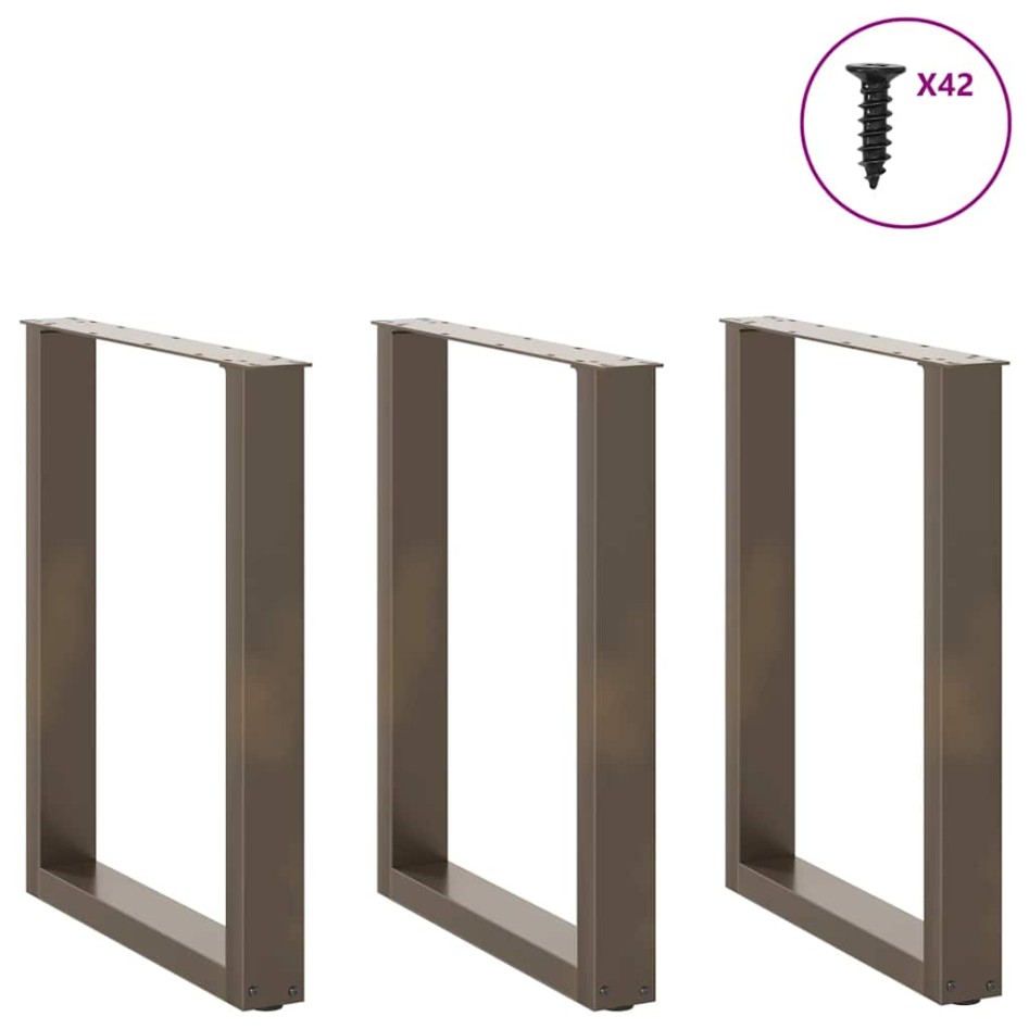 Patas mesa centro forma U 3uds acero natural 70x(72-73)cm