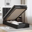 Cama otomana colchón cuero sintético negra 90x190 cm
