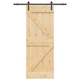 Puerta corredera con herrajes madera maciza de pino 80x210