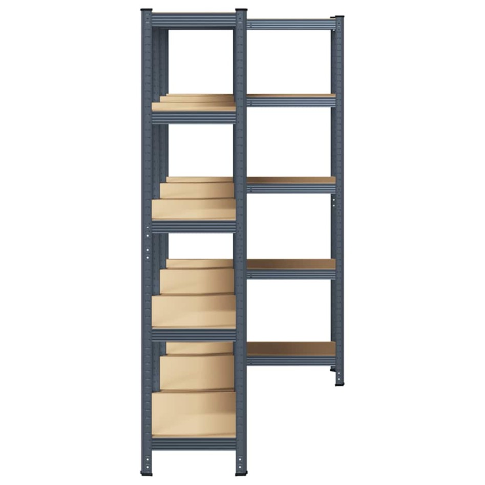 Estante almacenaje 5 niveles 3 uds acero y madera
