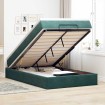 Estructura cama otomana colchón terciopelo verde oscuro