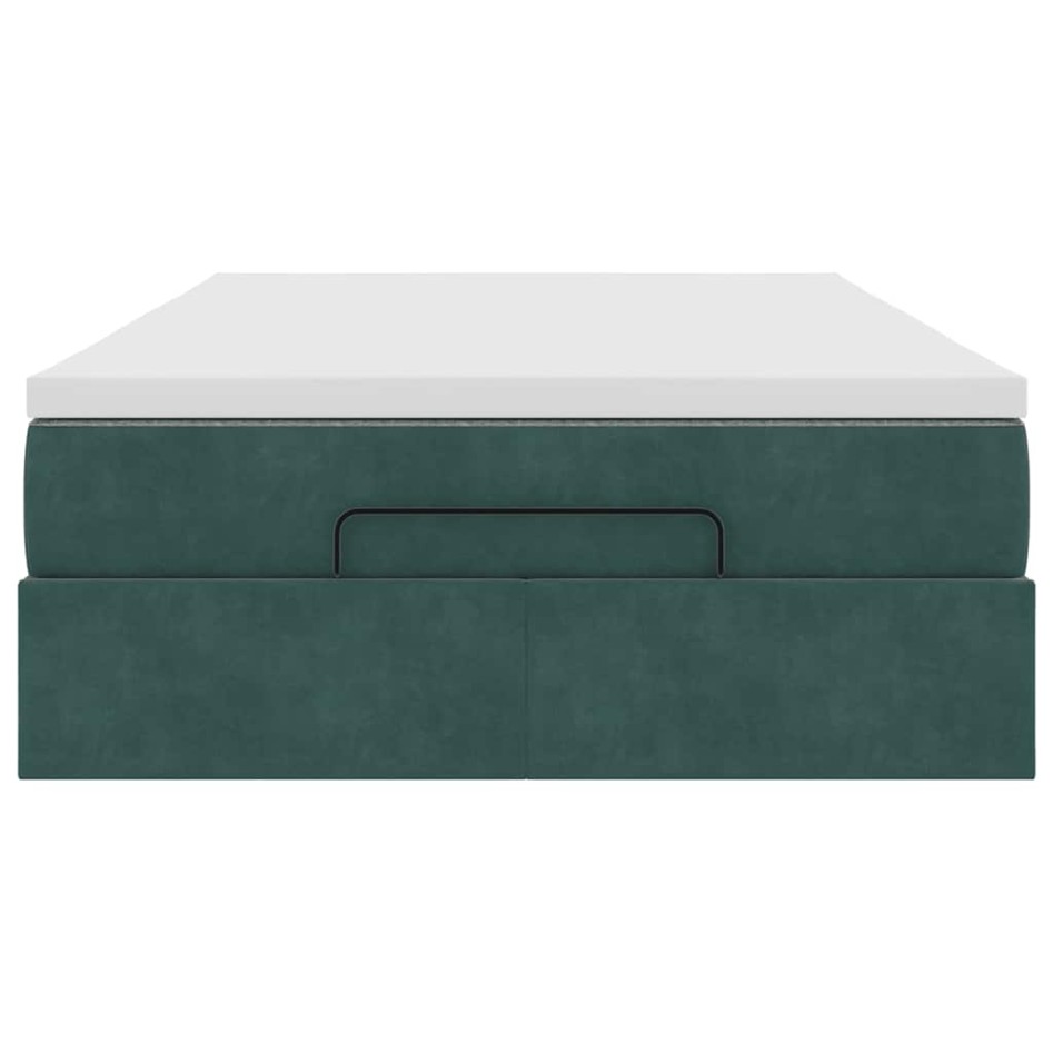Estructura cama otomana colchón terciopelo verde