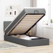 Cama otomana con colchón y LED tela gris oscuro 80x200cm