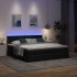 Estructura de cama otomana con colchón tela negra 160x200