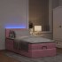 Cama otomana con colchón y LED terciopelo rosa 80x200