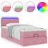 Cama otomana con colchón y LED terciopelo rosa 80x200