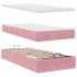 Cama otomana con colchón y LED terciopelo rosa 80x200