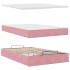 Estructura de cama otomana colchón terciopelo rosa