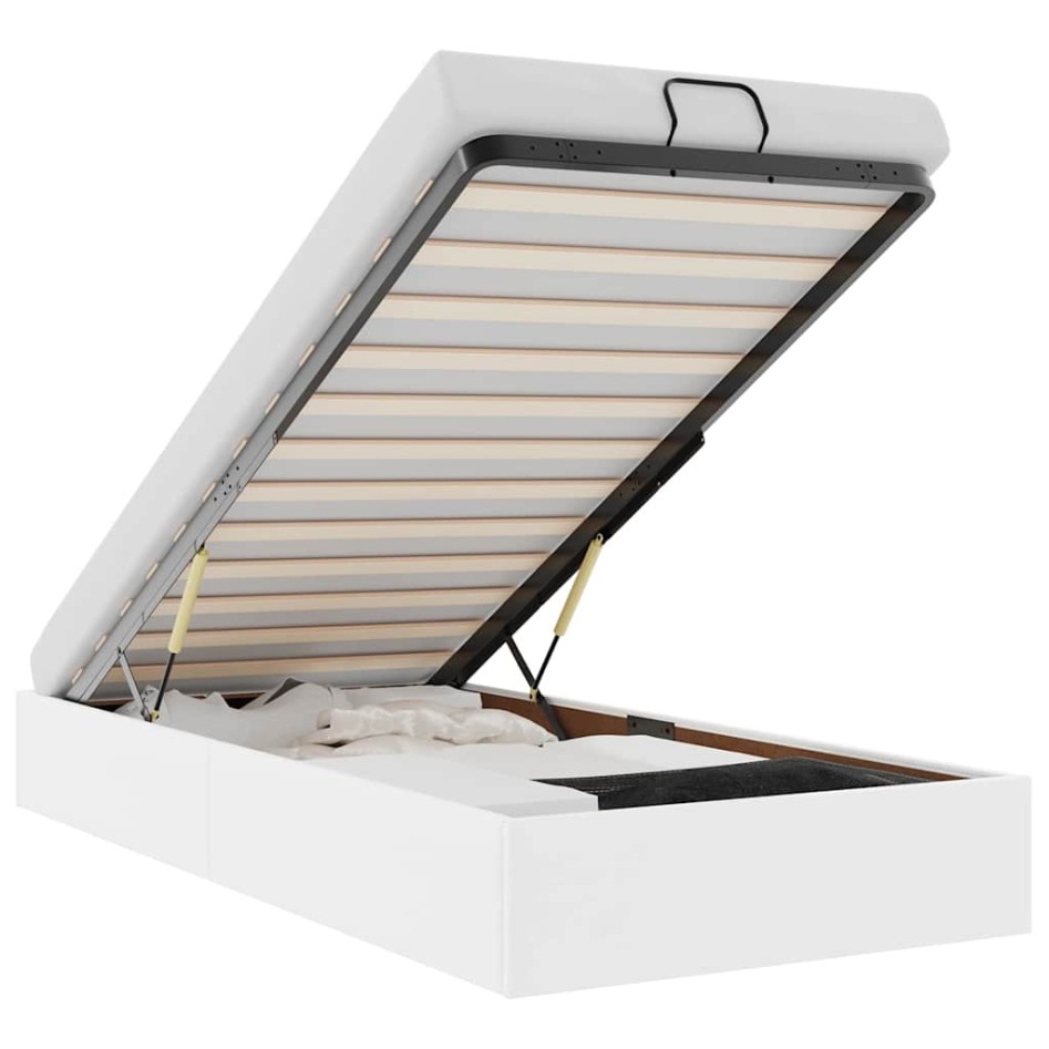 Estructura de cama otomana sin colchón blanco