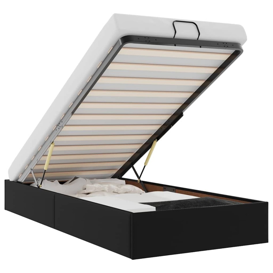 Estructura de cama otomana sin colchón negro 90x200