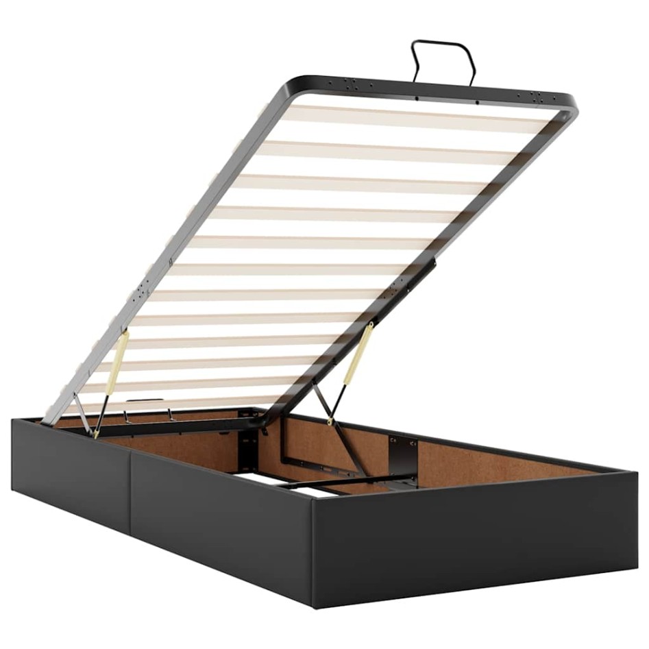 Estructura de cama otomana sin colchón negro 90x200