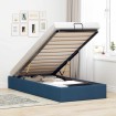 Estructura de cama otomana sin colchón tela azul 100x200cm