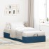 Estructura de cama otomana sin colchón tela azul