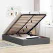 Estructura de cama otomana sin colchón tela gris oscuro