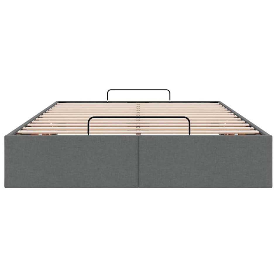 Estructura cama otomana sin colchón tela gris oscuro