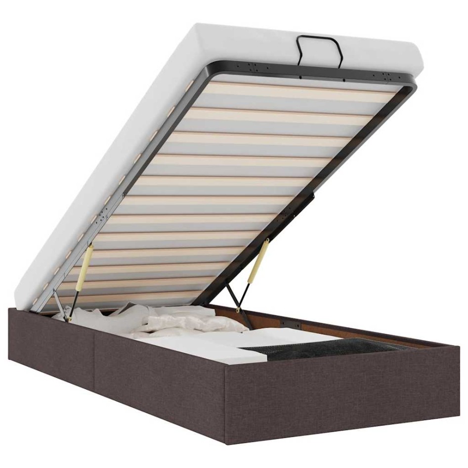 Estructura cama otomana sin colchón tela marrón oscuro