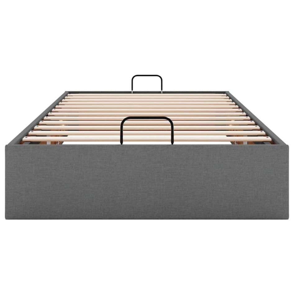 Estructura cama otomana sin colchón tela gris oscuro