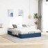 Estructura cama otomana sin colchón tela azul pardo