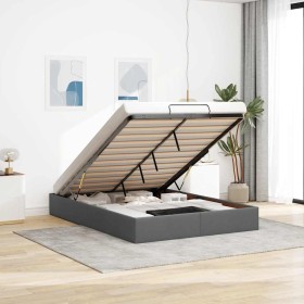 Estructura cama otomana sin colchón tela gris oscuro