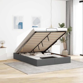 Estructura cama otomana sin colchón tela gris oscuro