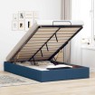 Estructura de cama otomana sin colchón tela azul 120x200cm