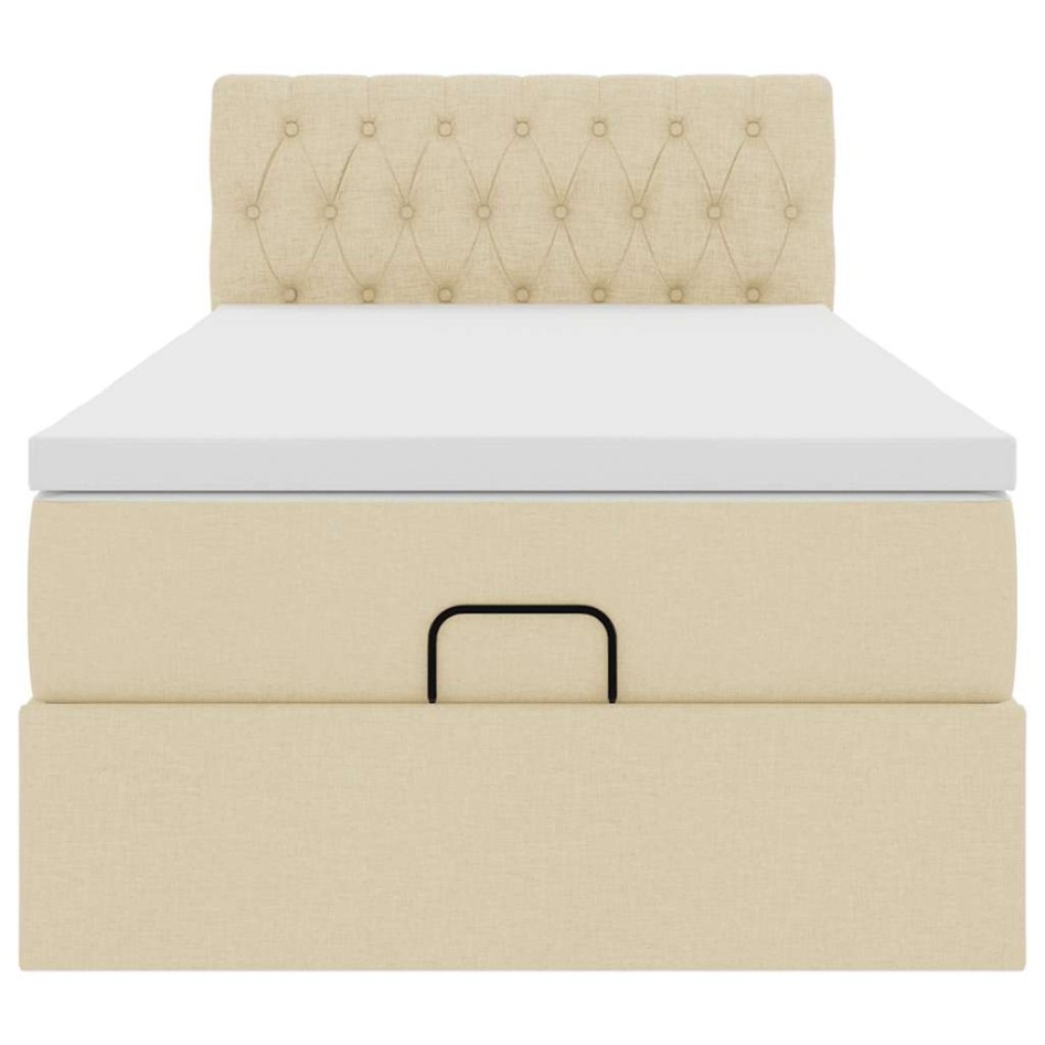 Cama otomana con colchón crema 90x200 cm