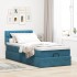 Estructura cama otomana colchón terciopelo azul