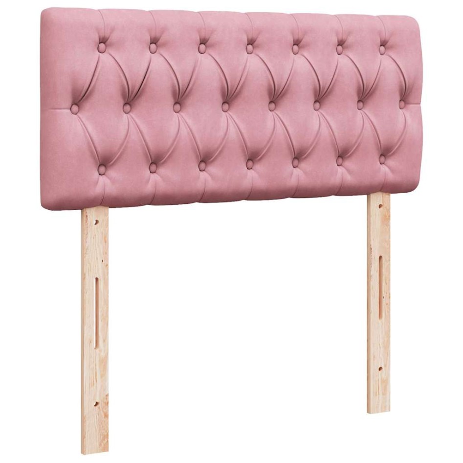 Estructura de cama otomana colchón terciopelo rosa