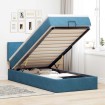 Estructura cama otomana colchón terciopelo azul oscuro