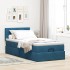Estructura cama otomana colchón terciopelo azul