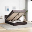 Cama otomana con colchón marrón oscuro 140x190 cm tela