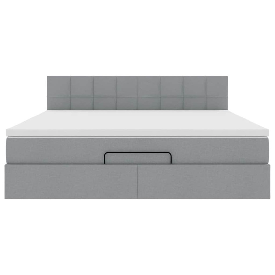 Cama otomana con colchón gris claro 160x200 cm