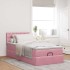 Estructura de cama otomana colchón terciopelo rosa